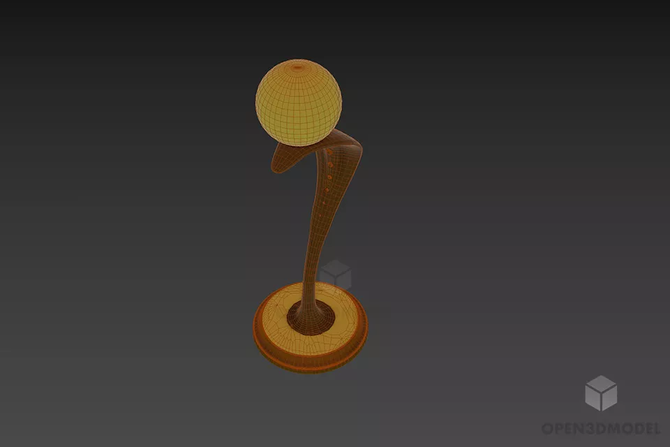 Table Lamp Curved Brass Stand 3d model 2