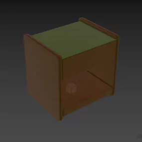 Nightstand Walnut Wooden With Drawer 3d model