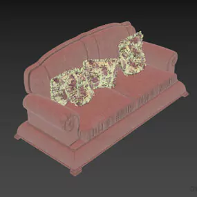 Vintage Sofa With Purple Textile 3d model
