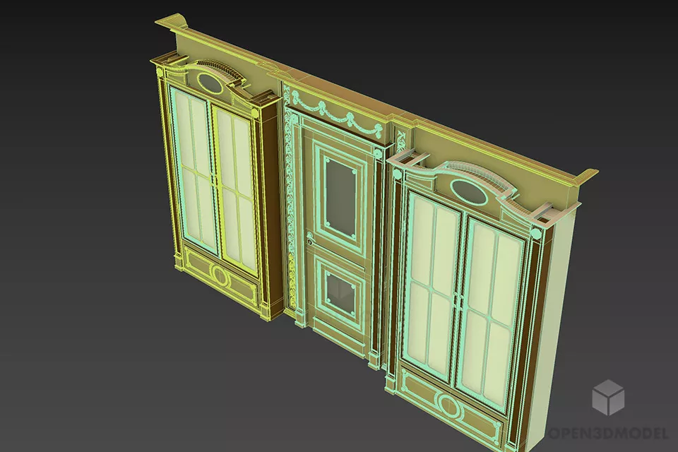 Boutique Brass Glasscase Cabinet 3d model 2