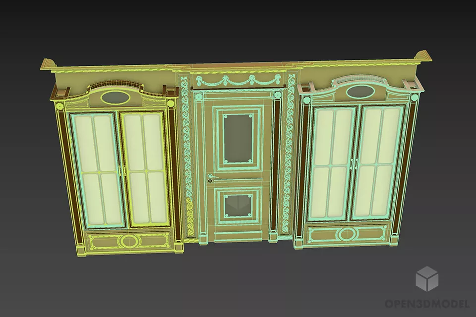 Boutique Brass Glasscase Cabinet 3d model 3