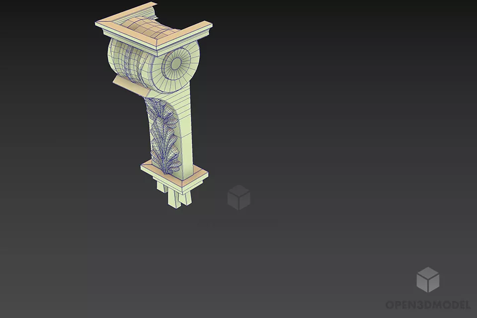 Carved Column Capital Decoration 3d model 2