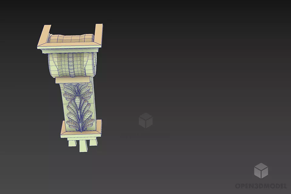 Carved Column Capital Decoration 3d model 3