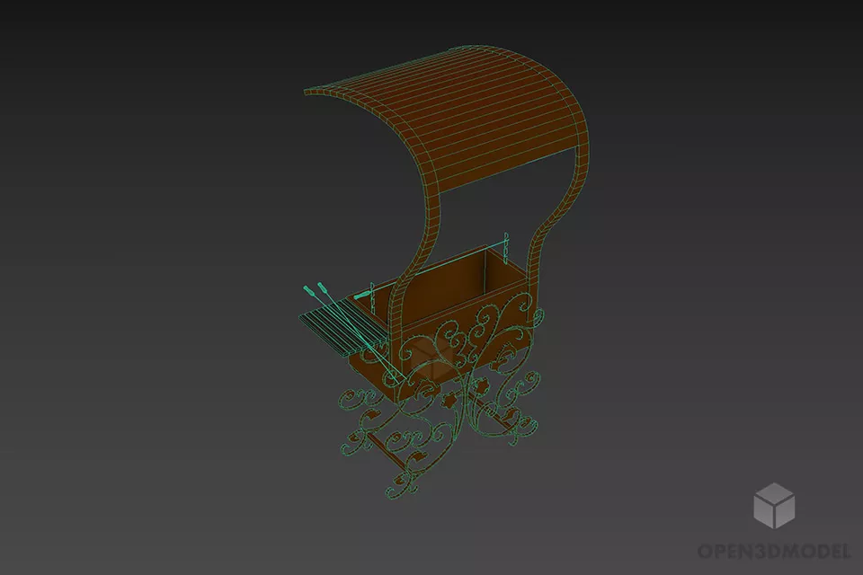 Outdoor Barbecue Stove With Canopy 3d model 2