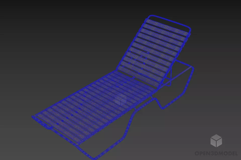 Sunlounger Pool Lounge Chair Metal Frame 3d model 2