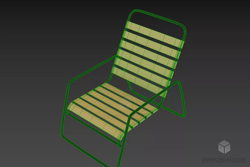 Sunlounger Wood Armchair 3d model 2