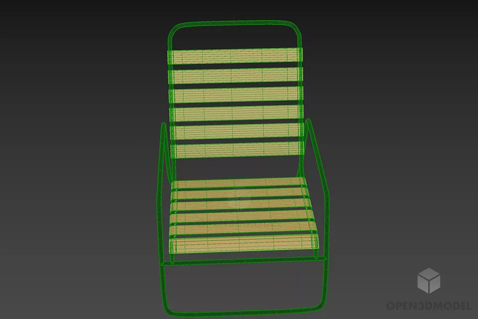 Sunlounger Wood Armchair 3d model 3