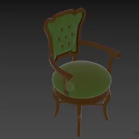 Armchair Tufted Back Wooden Frame 3d model