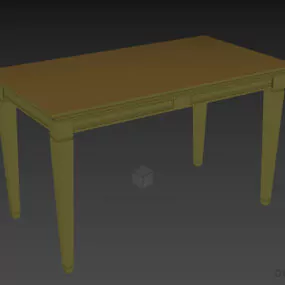 Elegant Rectangle Table With Brass Carved Lines 3d model