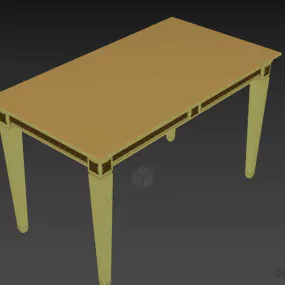 Luxury Wood Table Brass Carved 3d model
