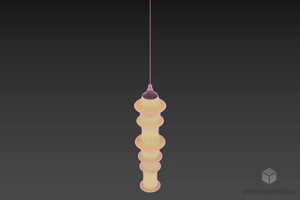 Long Lantern Pendant Lamp 3d model 2