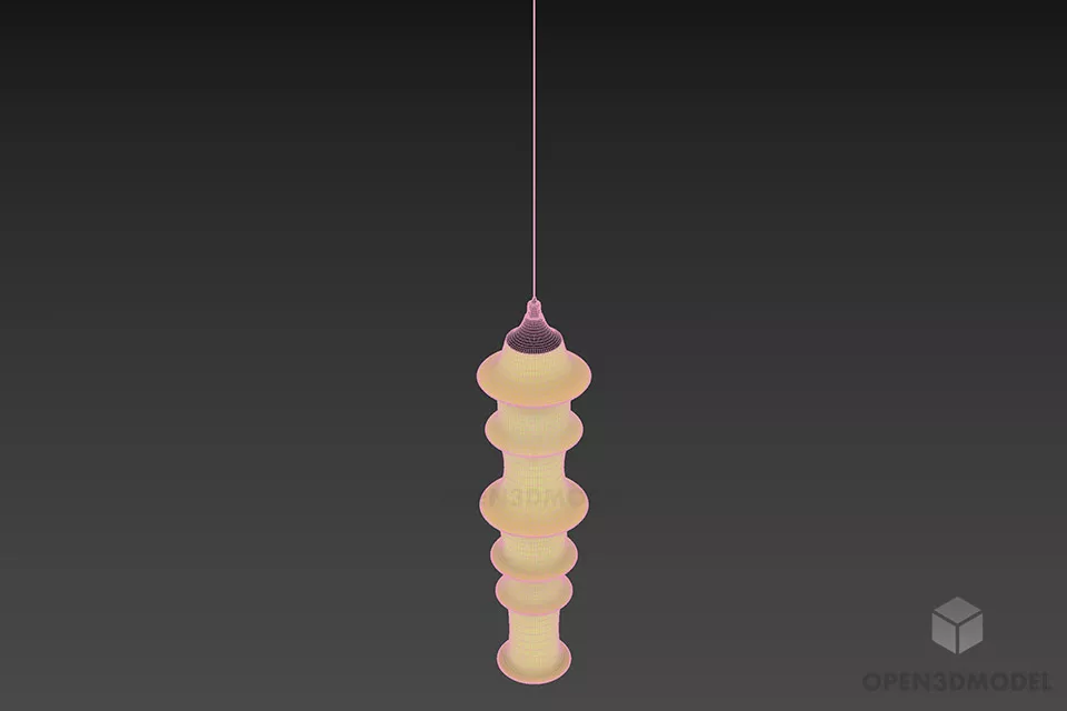 Long Lantern Pendant Lamp 3d model 3