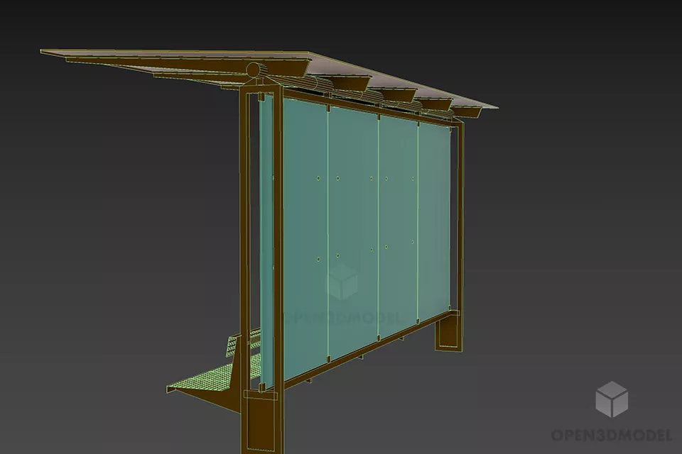 Common Bus Stop Station 3d model 3