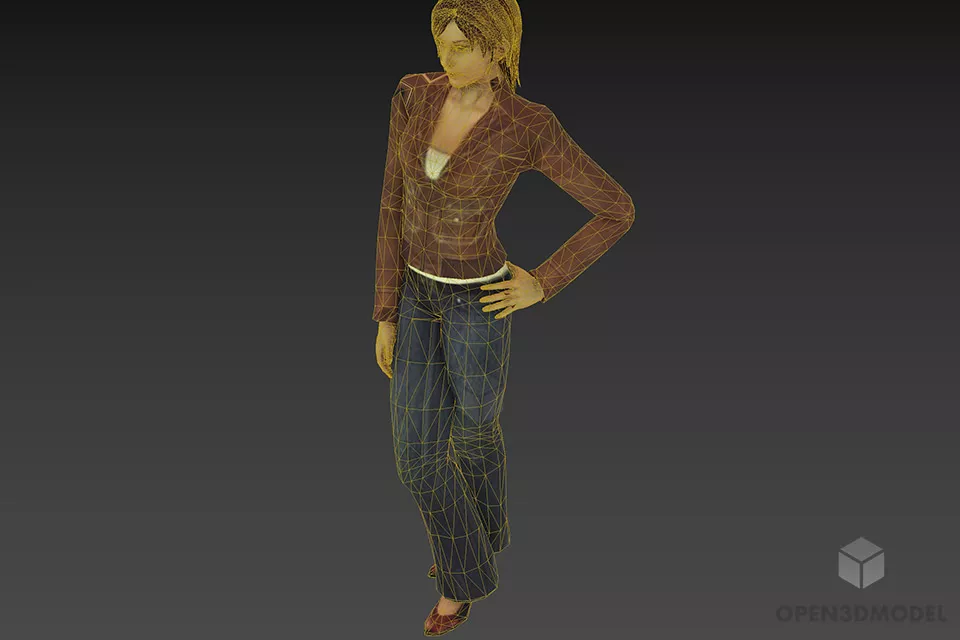 Girl Standing With Jean Pant Fashion 3d model 2