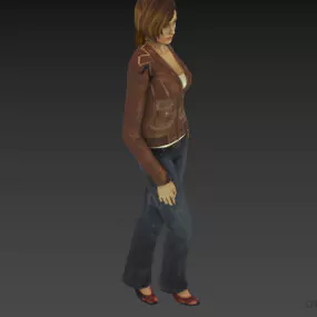 Girl Standing With Jean Pant Fashion 3d model