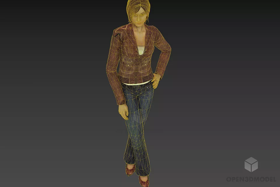 Girl Standing With Jean Pant Fashion 3d model 3