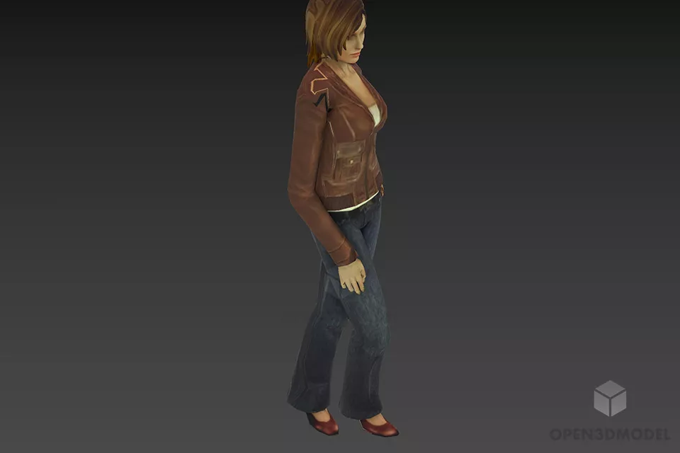 Girl Standing With Hand In Pant 3d model