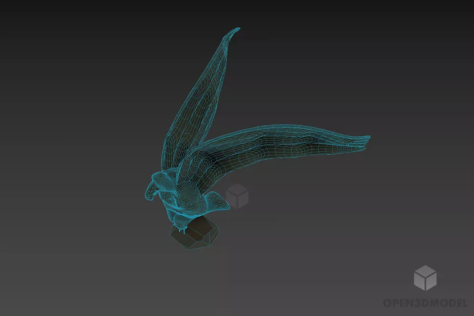 Black Bird Figurine 3d model 2
