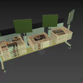 Magazine Wheels Stand Market Furniture 3d model
