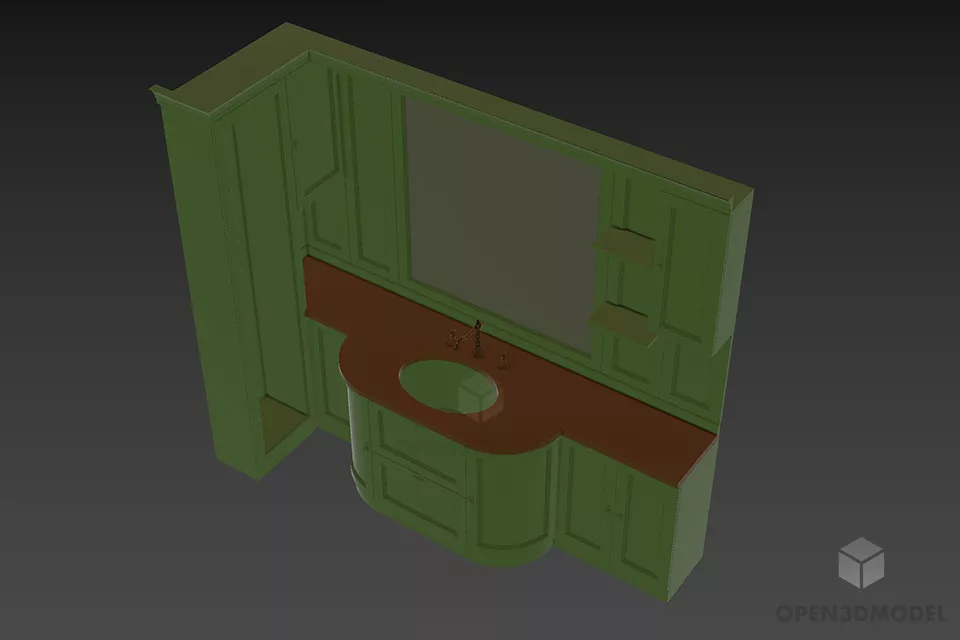 Kitchen Washbasin With Tufted Cabinet 3d model