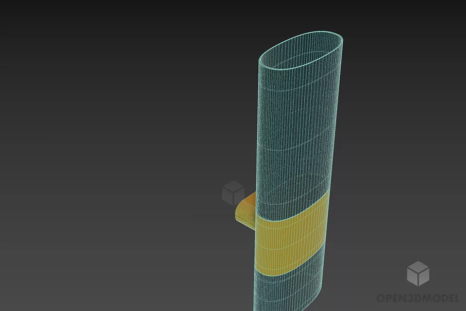 Modern Sconce Lamp, Glass Tube Shade 3d model 2