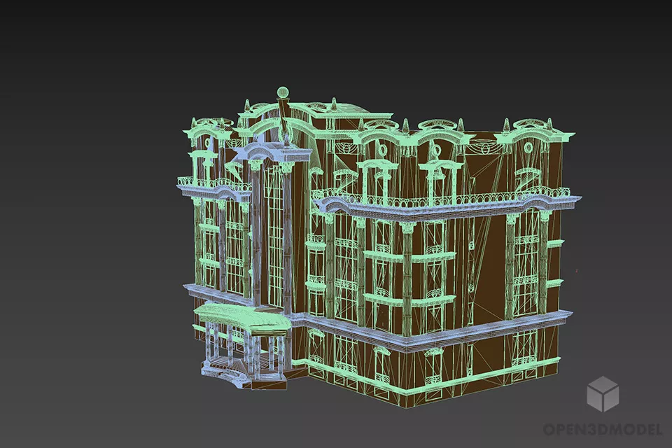 Antique Western Apartment Building 3d model 2