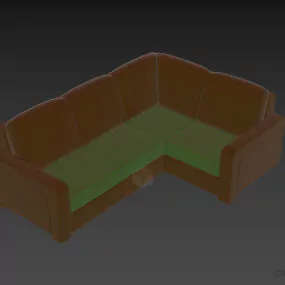 Upholstered Brown Leather Sofa L Shape 3d model