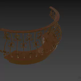 Antique Lattice Balcony With Handrail 3d model