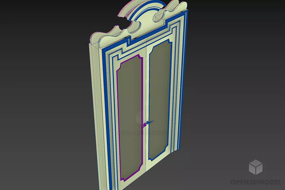 Antique Entrance Carved Door For Hotel 3d model 2