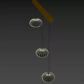 Pendant Lamp With Three Small Lantern Shades 3d model