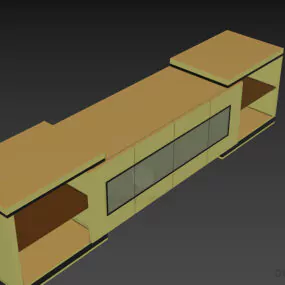 Tv Wooden Rack With Carved Brass Door 3d model