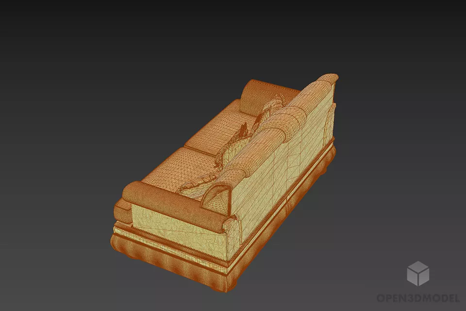 Boutique Upholstery Sofa With Beige Pattern 3d model 2