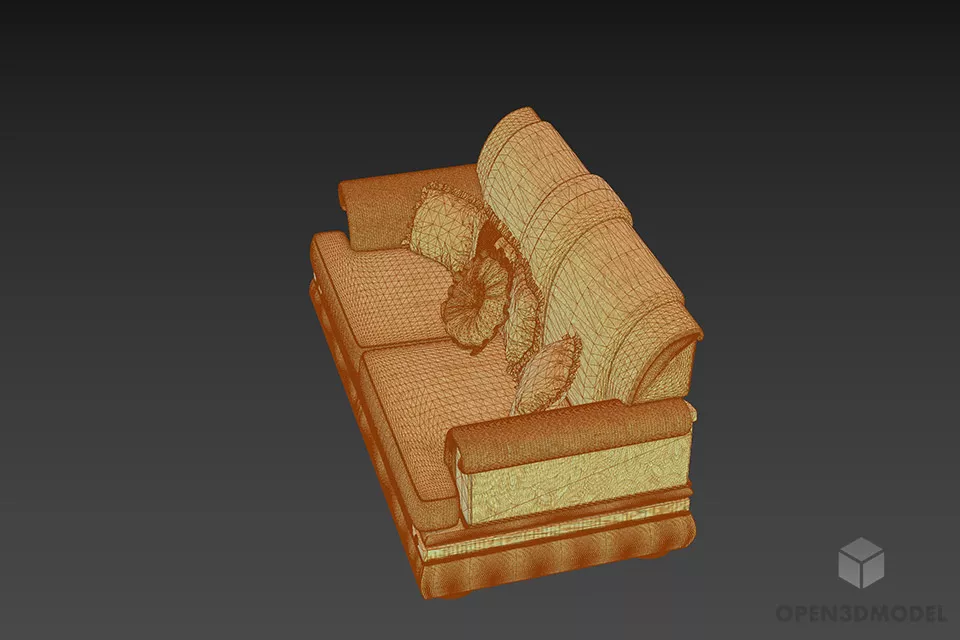Boutique Upholstery Sofa With Beige Pattern 3d model 3