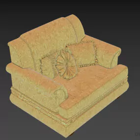 Boutique Upholstery Armchair With Beige Pattern 3d model
