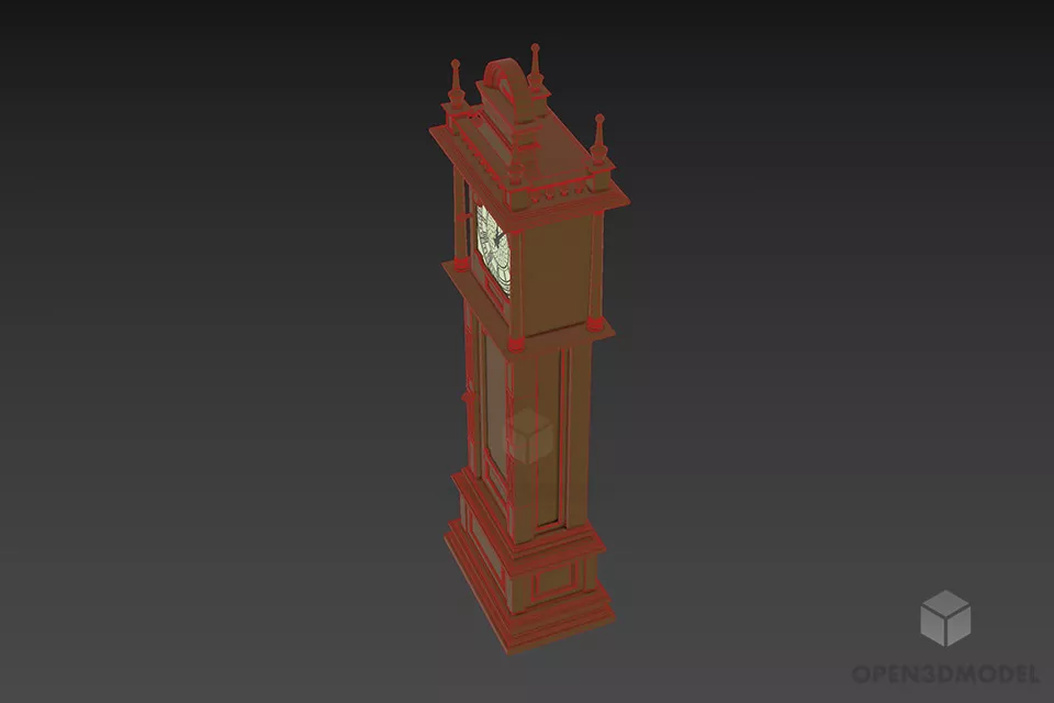 Antique Grandfather Clock 3d model 2
