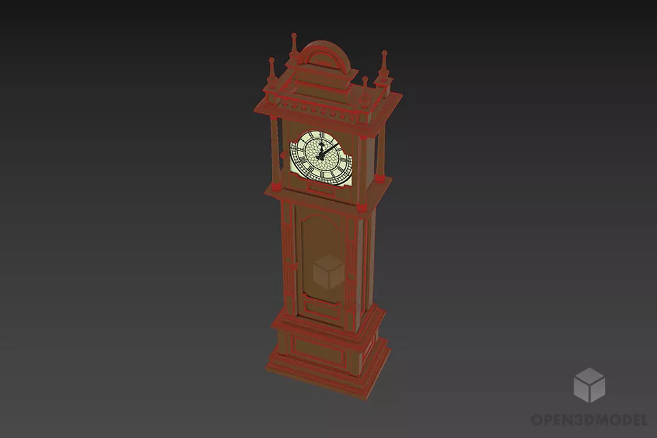 Antique Grandfather Clock 3d model 3