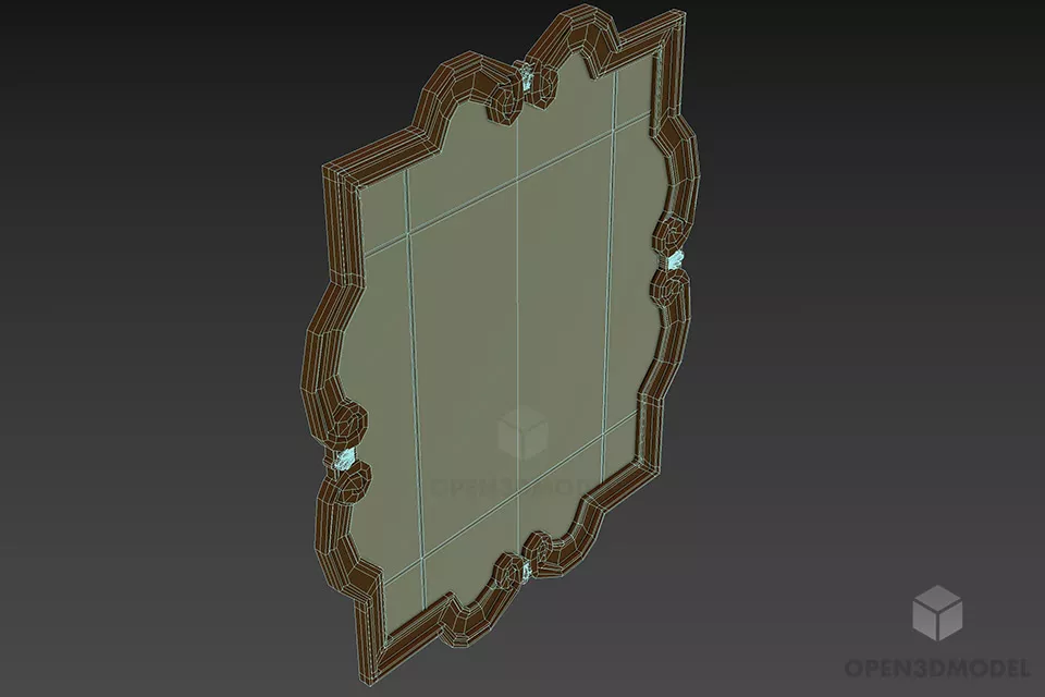 Antique Carved Mirror Frame 3d model 2