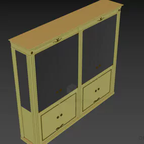 Wooden File Glasscase With Glass Door 3d model