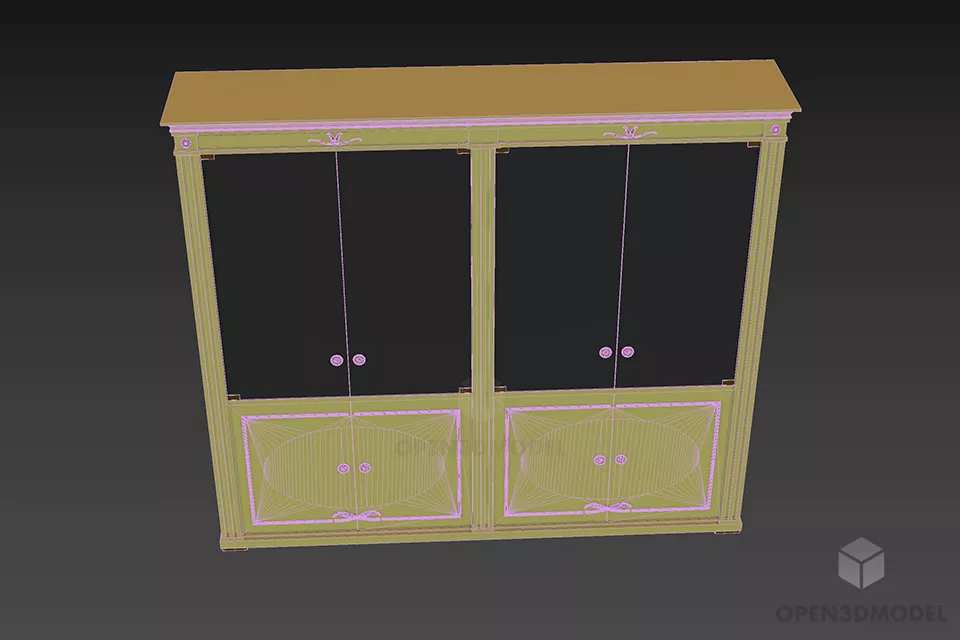 Wooden File Glasscase With Glass Door 3d model 3