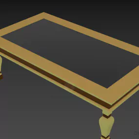 Antique Curved Frame Glass Table 3d model