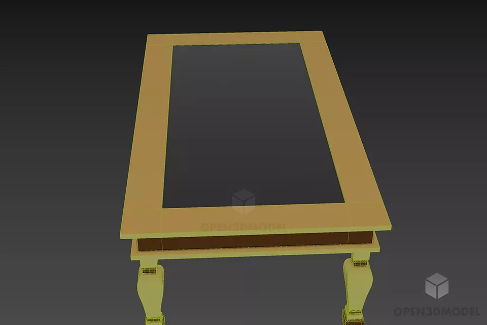 Antique Curved Frame Glass Table 3d model 3