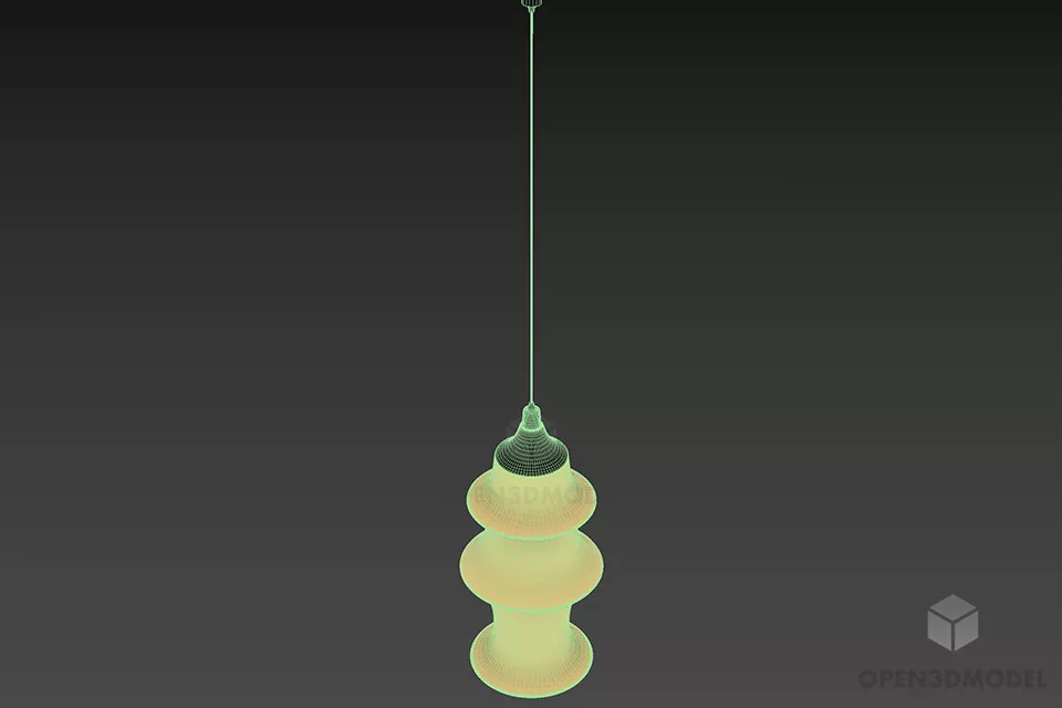 Cylinder Lantern Luster Two Storey 3d model 2