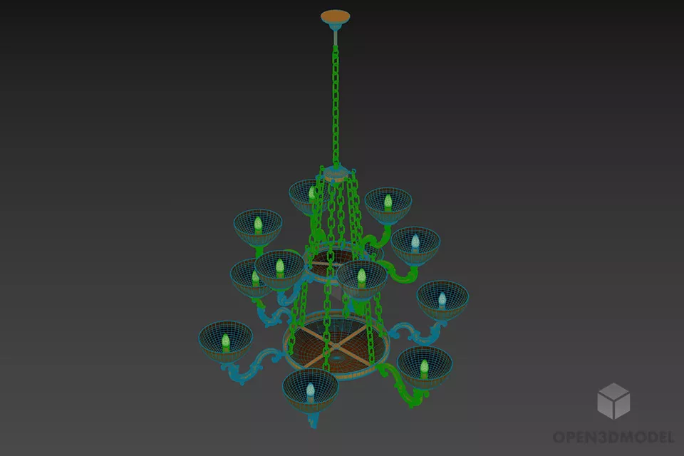 Chandelier Lamp With Chain Arm 3d model 2