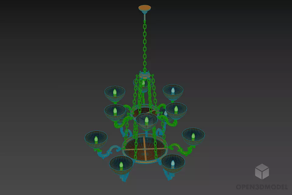 Chandelier Lamp With Chain Arm 3d model 3