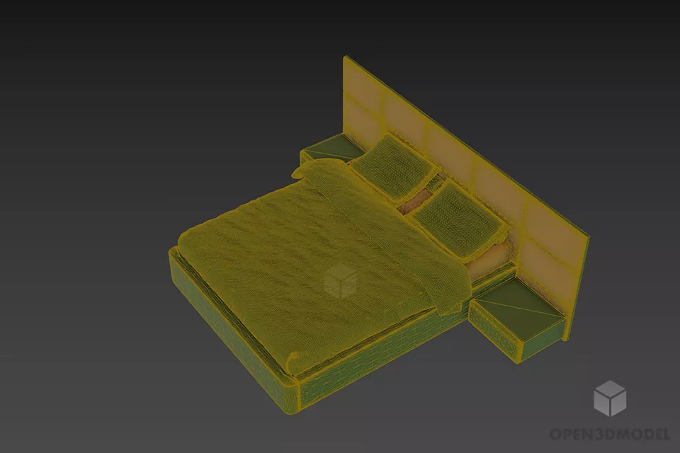 Hotel Bed Italian Furniture Sicilia Style 3d model 2