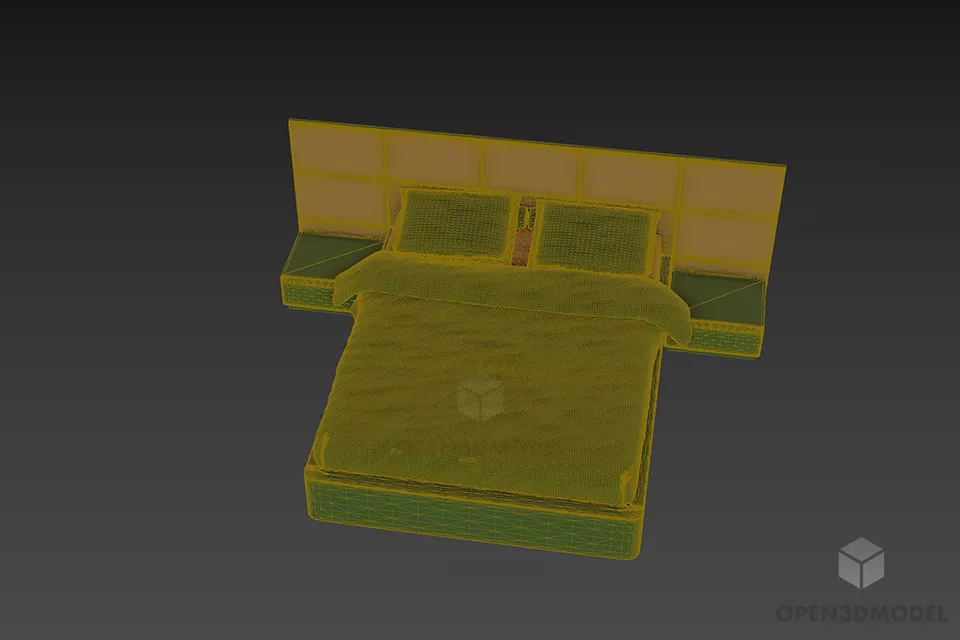 Hotel Bed Italian Furniture Sicilia Style 3d model 3