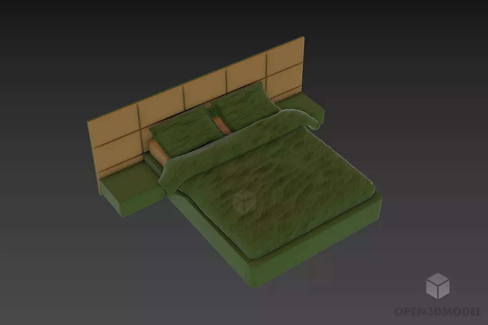 Simple Bed Ikea With Bookshelf 3d model