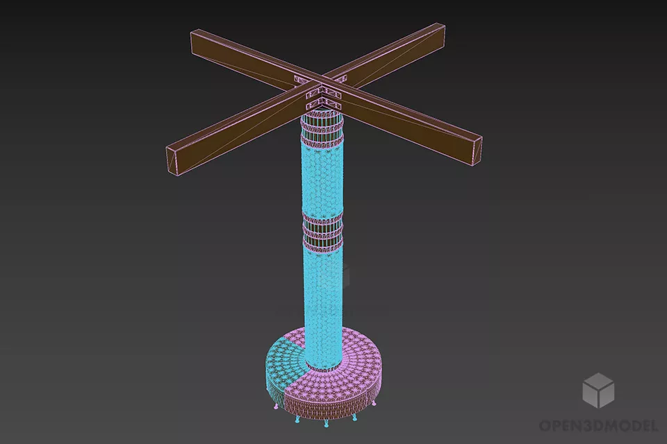 Walnut Wooden Column Beam 3d model 2