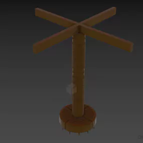 Walnut Wooden Column Beam 3d model