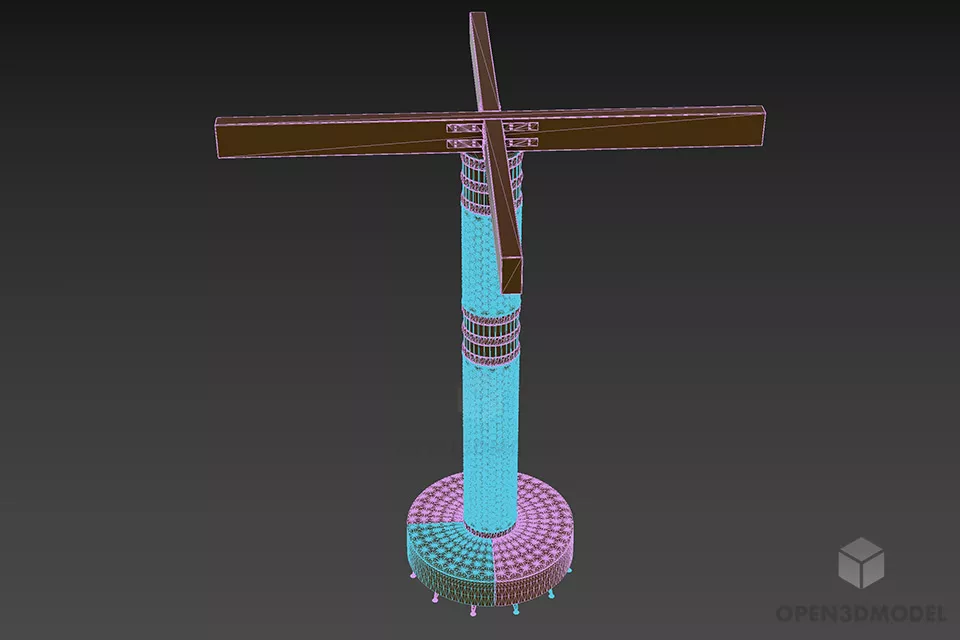 Walnut Wooden Column Beam 3d model 3